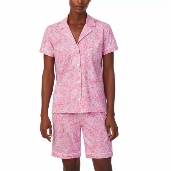 Lauren Ralph Lauren Other - Lauren Ralph Lauren Short Sleeve Notch Collar Bermuda Pajama Set Size Large